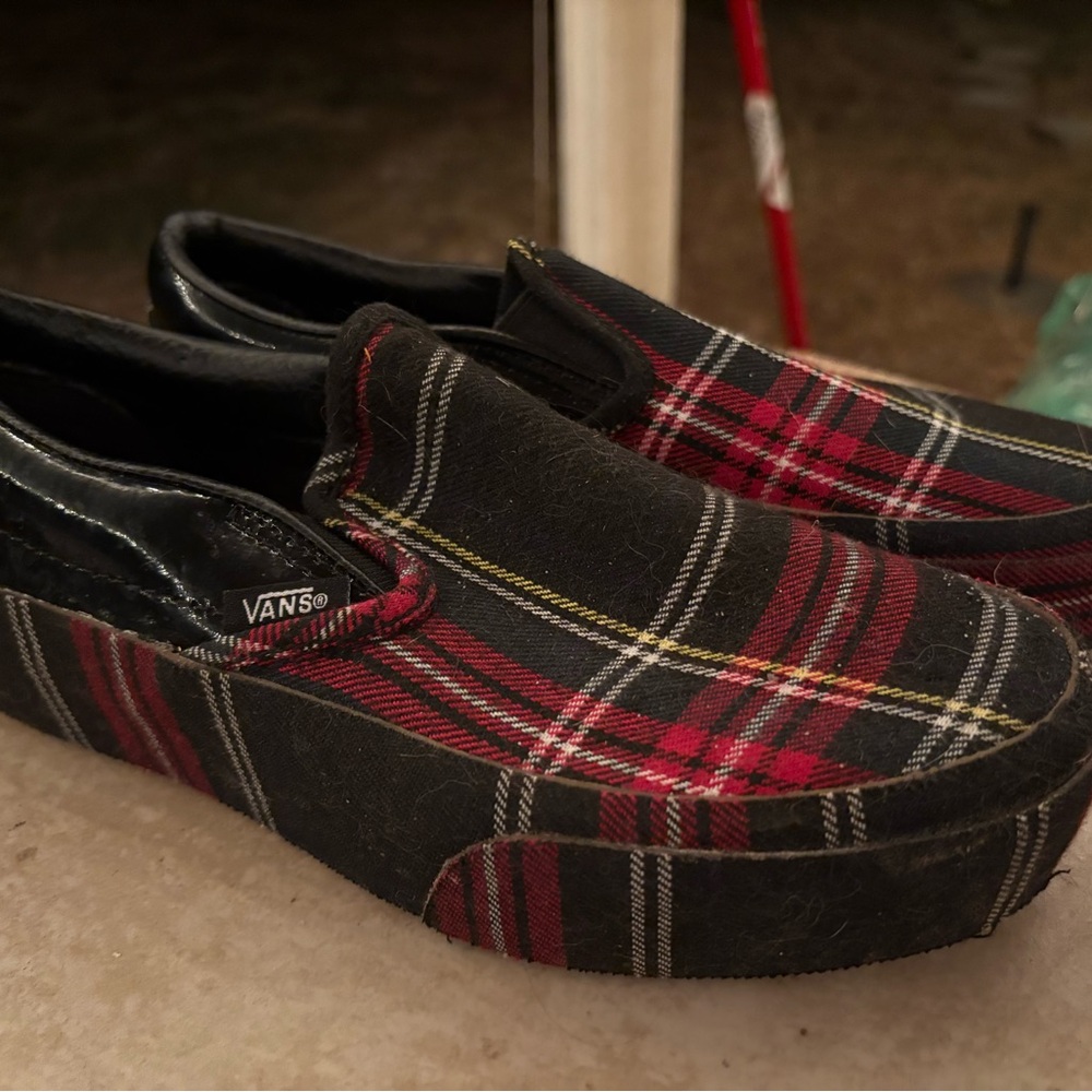 Vans Black and Red pink plaid sneakers